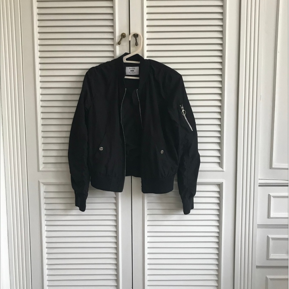 Bershka Moto Bomber Jacket in Black